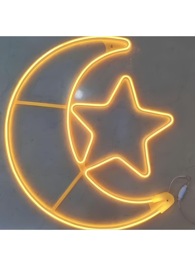 ETRONIK Moon Star LED Light | Large Waterproof Decorative Lighting | Ramadan, Eid & Islamic Gift | Home, Bedroom, Living Room, Indoor Outdoor | Warm White Glow | 1.5m Cable - Image 2